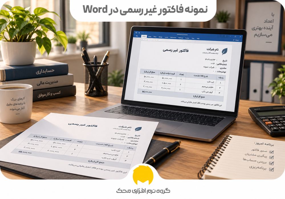 نمونه فاکتور غیر رسمی در Word