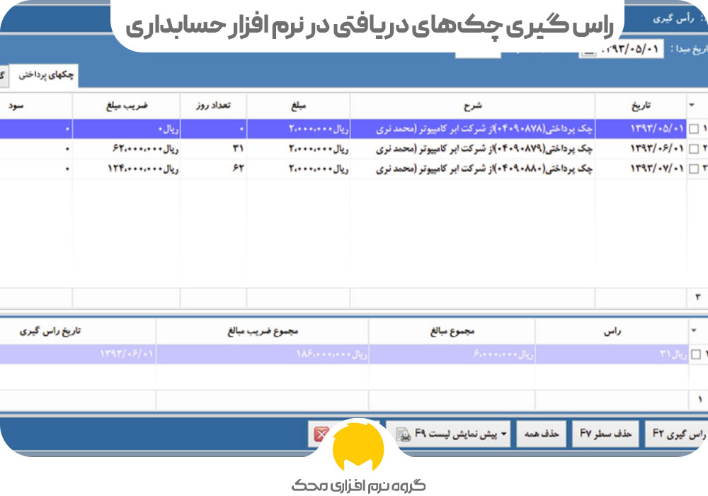 راس گیری چک در نرم افزار محک