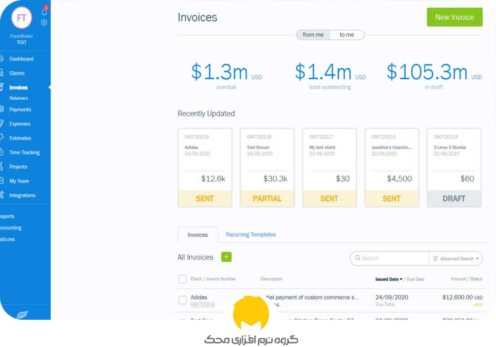 FreshBooks نرم افزار حسابداری برای مک